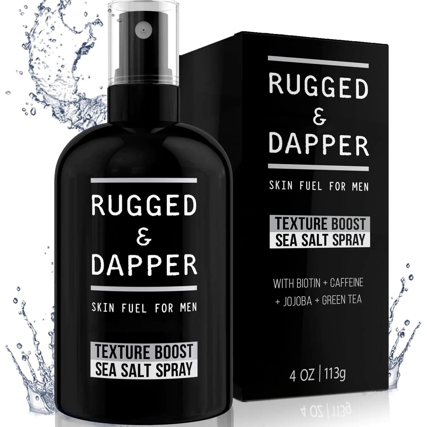 RUGGED & DAPPER Texture Boost Sea Salt Spray for Men - 4 oz, Hair Styling Agent, Adds Body and Fullness to Hair, Enhances Natural Texture, Locks in Moisture, Ocean Fresh Scent