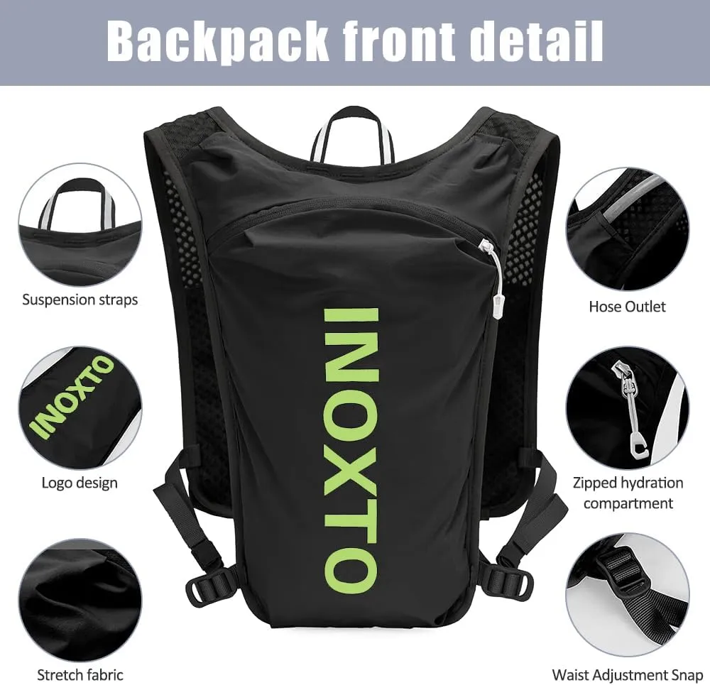 Running Hydration Vest Backpack, 5L Lightweight Running Vest Backpack, Adjustable Chest Straps Running Hydration Vest, with Water Bladder Bag/Soft Flask