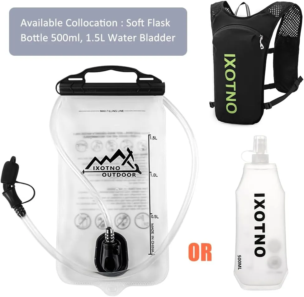 Running Hydration Vest Backpack, 5L Lightweight Running Vest Backpack, Adjustable Chest Straps Running Hydration Vest, with Water Bladder Bag/Soft Flask