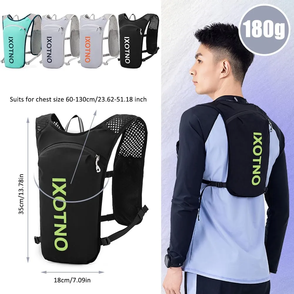 Running Hydration Vest Backpack, 5L Lightweight Running Vest Backpack, Adjustable Chest Straps Running Hydration Vest, with Water Bladder Bag/Soft Flask