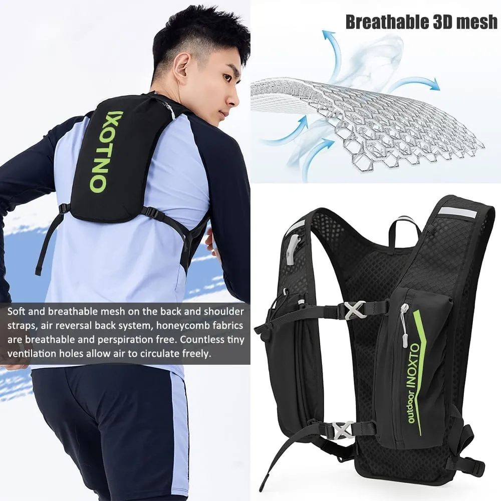 Running Hydration Vest Backpack, 5L Lightweight Running Vest Backpack, Adjustable Chest Straps Running Hydration Vest, with Water Bladder Bag/Soft Flask