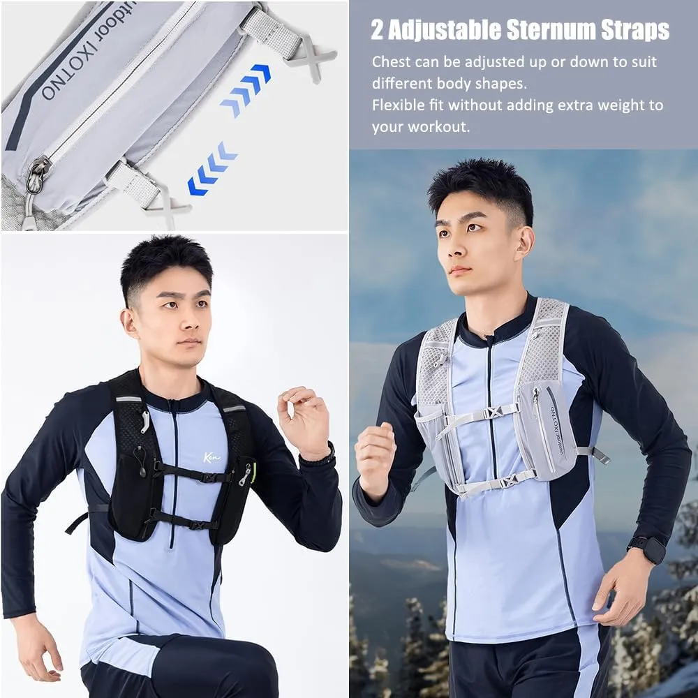 Running Hydration Vest Backpack, 5L Lightweight Running Vest Backpack, Adjustable Chest Straps Running Hydration Vest, with Water Bladder Bag/Soft Flask