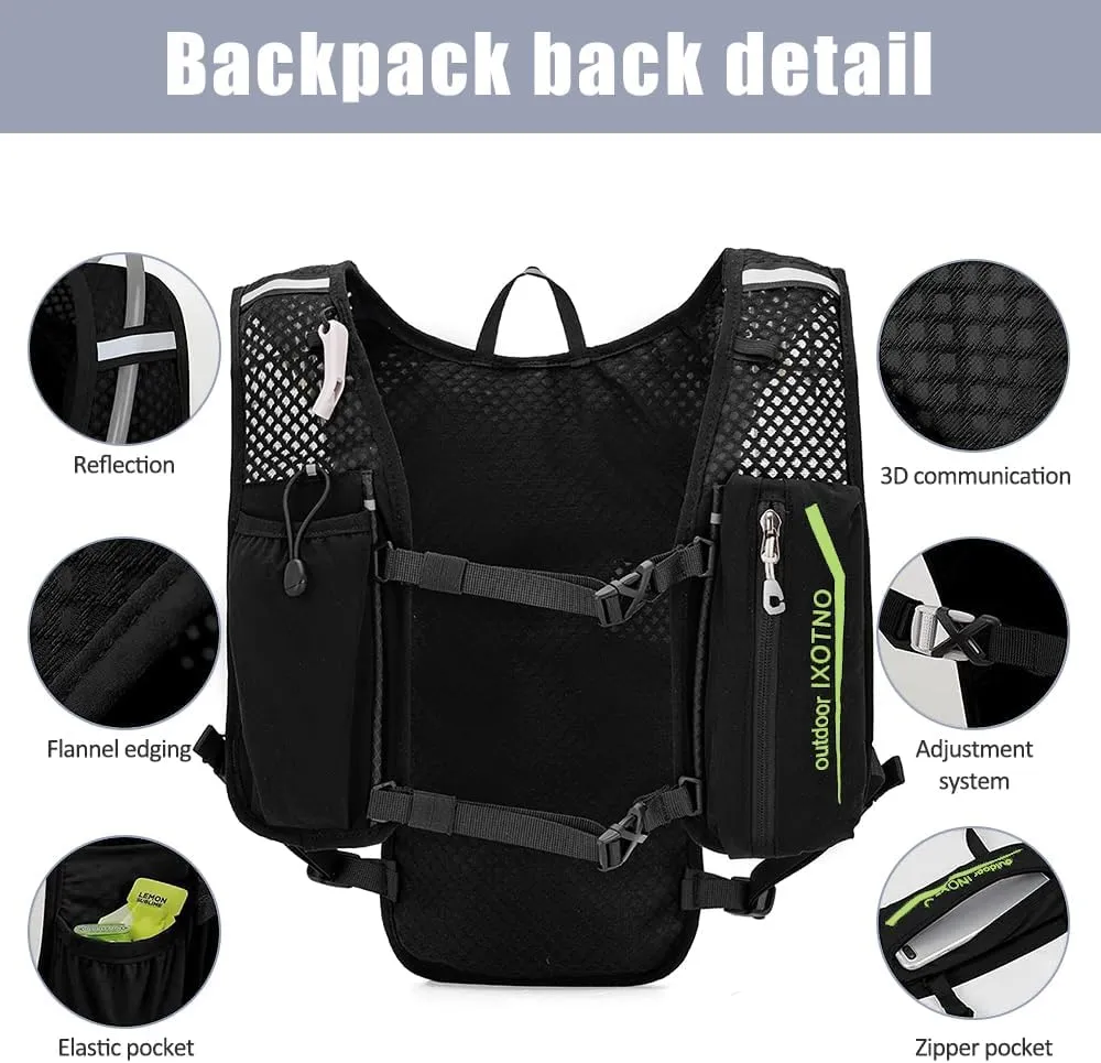 Running Hydration Vest Backpack, 5L Lightweight Running Vest Backpack, Adjustable Chest Straps Running Hydration Vest, with Water Bladder Bag/Soft Flask