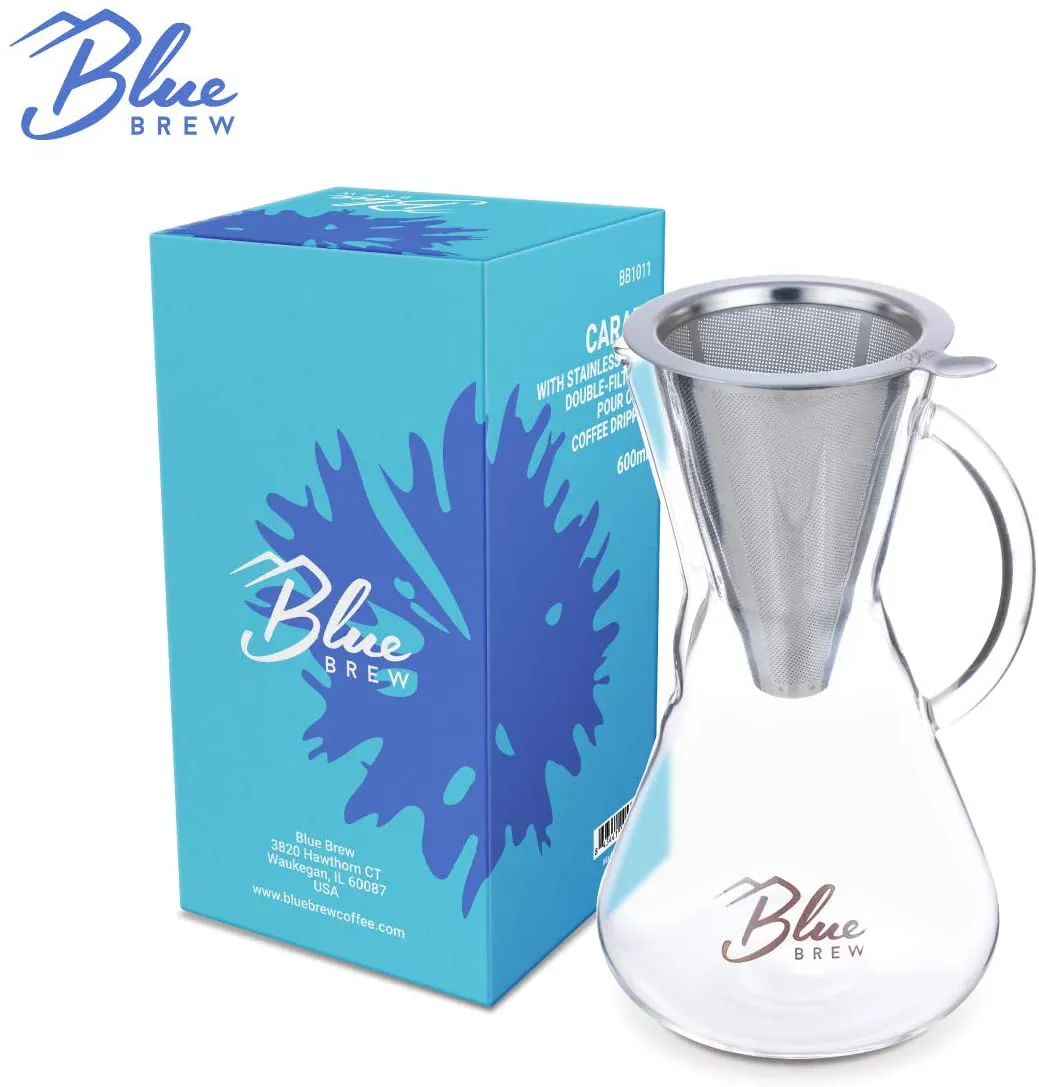 Rynx | Blue Brew BB1011 Pour Over Brewer - Coffee pot with permanent filter - 15oz