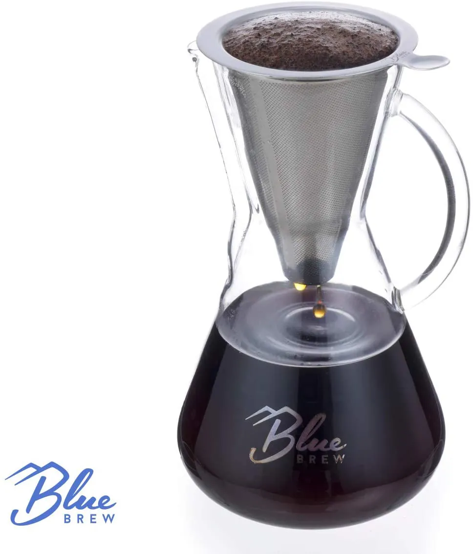 Rynx | Blue Brew BB1011 Pour Over Brewer - Coffee pot with permanent filter - 15oz