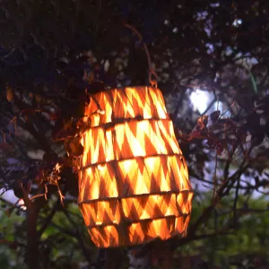 Rynx | Contemporary creative solar-powered waterproof rattan lantern cylindrical ABS hardware LED outdoor light for the garden