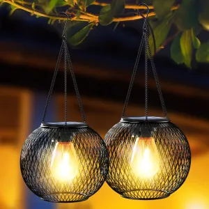 Rynx | Solar Lights Outdoor, Ortiny Upgraded Solar Lights For Outside Decorative Outdoor Hanging Lights For Halloween Christmas Waterproof Retro Wooden Lighting For Garden Patio Walkway Wood, 2 Pack