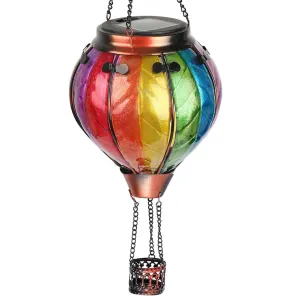 Rynx | Teyigarden Hot Air Balloon Sollykta With Flaming Cap, Glass Hanging Garden Light Outdoor Waterproof For Three Garden Patio Mother's Day Gift, 18&quot; H Colorful-A