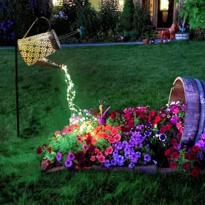 Rynx | Vookry Garden Decoration Watering Can Light, Large Solar Lantern Outdoor Hanging Waterproof, Decorative Retro Metal Solar Garden Light For Patio Yard Veranda Lawn Landscaping Gardening Gifts For Mom Birthday