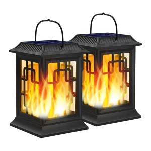 Rynx | Woenergy Solar Panel Lanterns Outdoor Waterproof, Hanging Solar Light For Outside Black Hanging Solar-Powered Lantern Decorative For Garden Yard Patio, 2 Pack