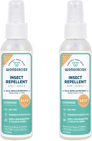 Rynx | Wondercide - Mosquito, Tick, Fly, And Insect Repellent With Natural Essential Oils - Deet-Free Plant-Based Insect Spray And Killer - Safe For Kids, Infants, And Family - Cedar 2-Pack Of 4 Oz Bottle