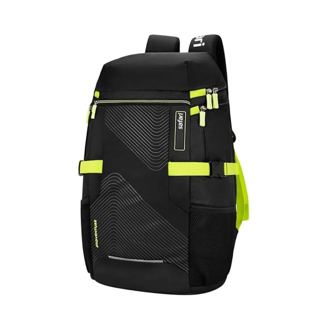 Safari Quest 2, 45L Overnighter Rucksack Laptop Bag, Top Opening, Wet Pouch, Compression Straps, Large Size Travel Bag (Black)