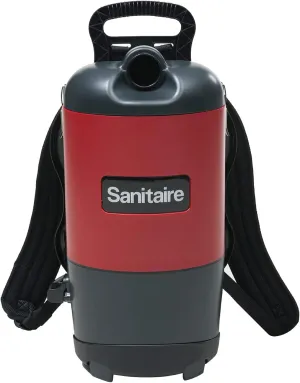 Sanitaire EURSC412B Quiet Clean Backpack Lightweight Vacuum, 8.5 Amps Power, 21" Length x 10-1/2" Width x 10-1/2" Height, Black/Red,Chrome