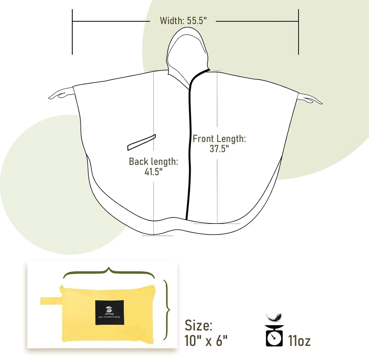 SaphiRose Unisex Rain Poncho Raincoat Hooded for Adults Women with Pockets