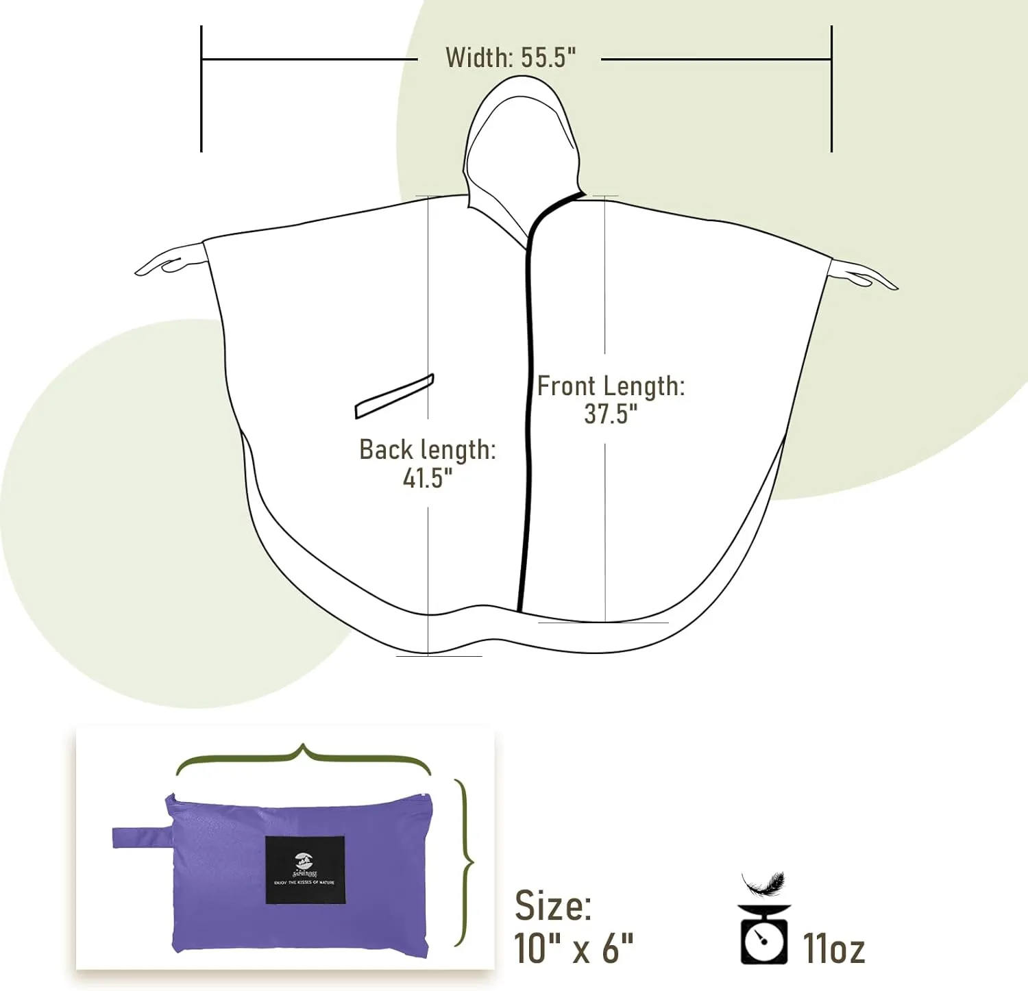 SaphiRose Unisex Rain Poncho Raincoat Hooded for Adults Women with Pockets