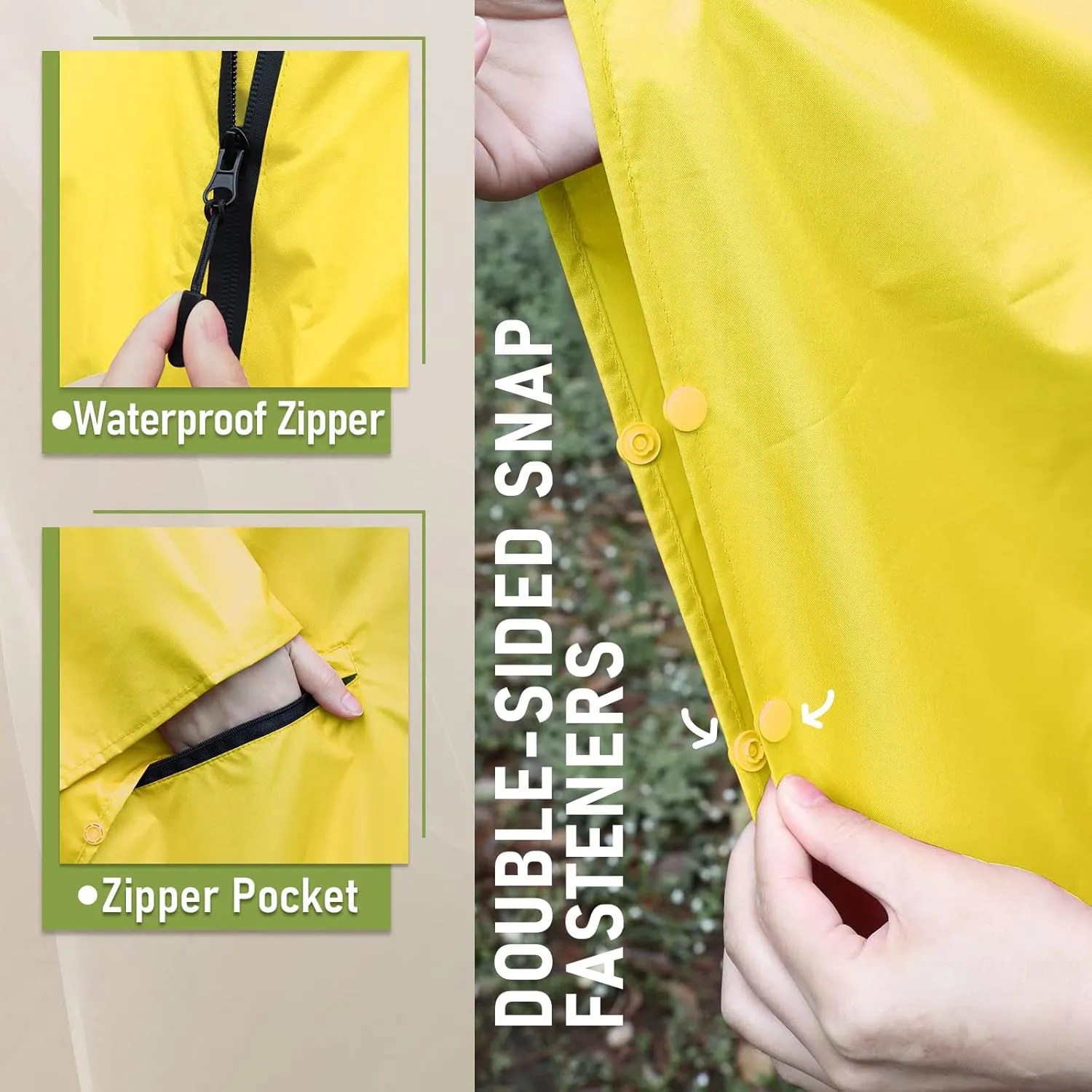 SaphiRose Unisex Rain Poncho Raincoat Hooded for Adults Women with Pockets