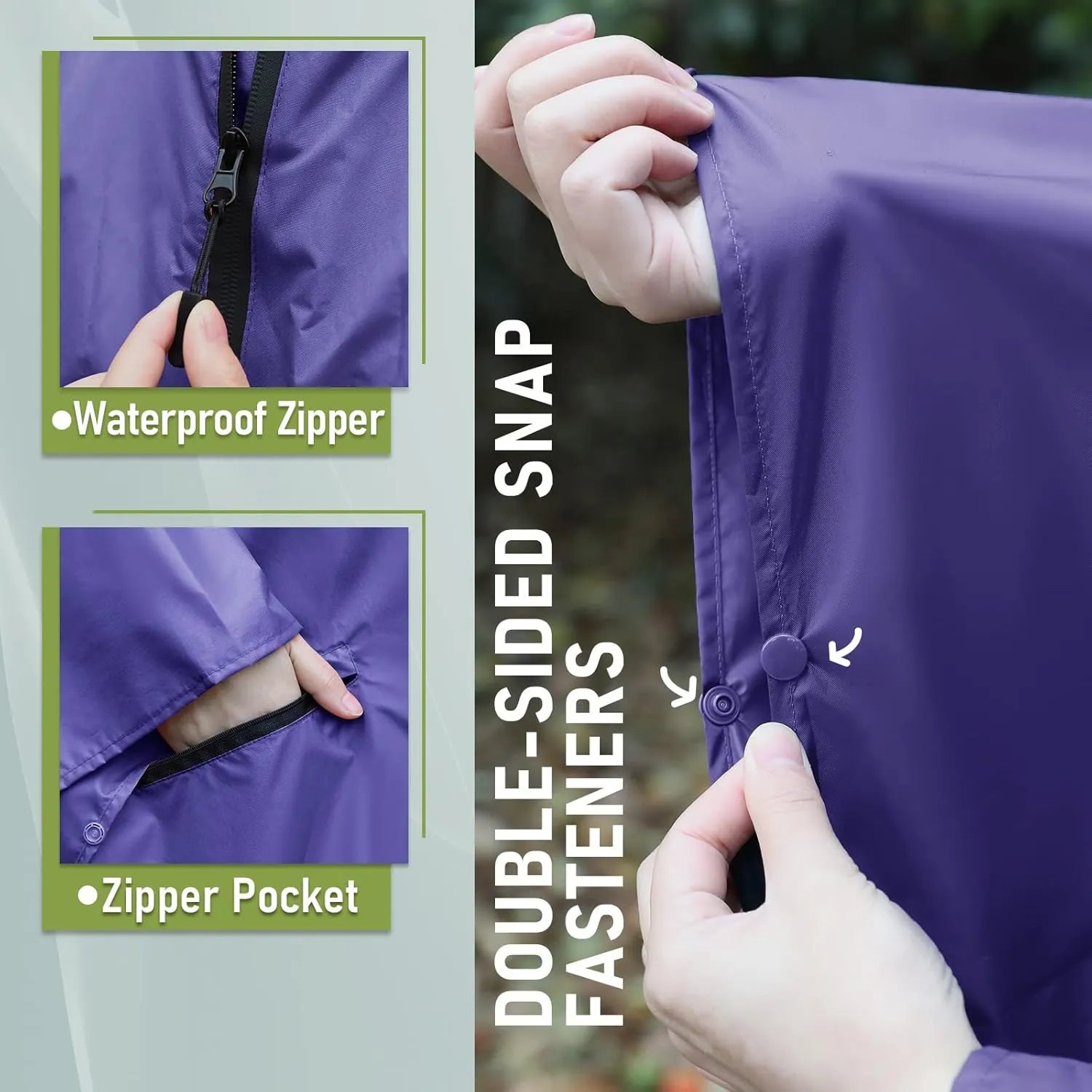 SaphiRose Unisex Rain Poncho Raincoat Hooded for Adults Women with Pockets