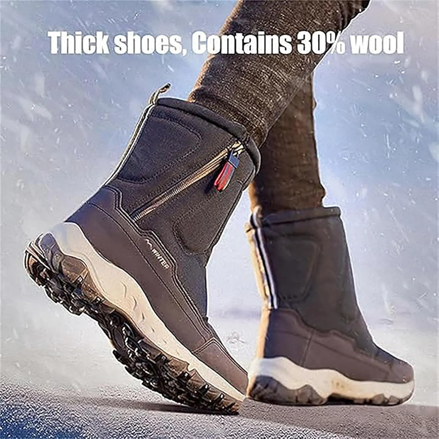 Sawbehind Winter Boots, Sawbehind Snow Boots, Saw Behind Mens Shoes Waterproof, Anti-Slip Lightweight Ankle Boot