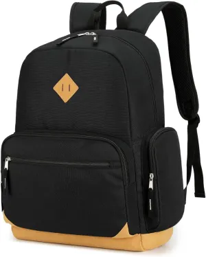 Searock 26L Classic Backpack for Unisex, Lightweight Casual Large Backpacks Simple Black Backpack for College Travel