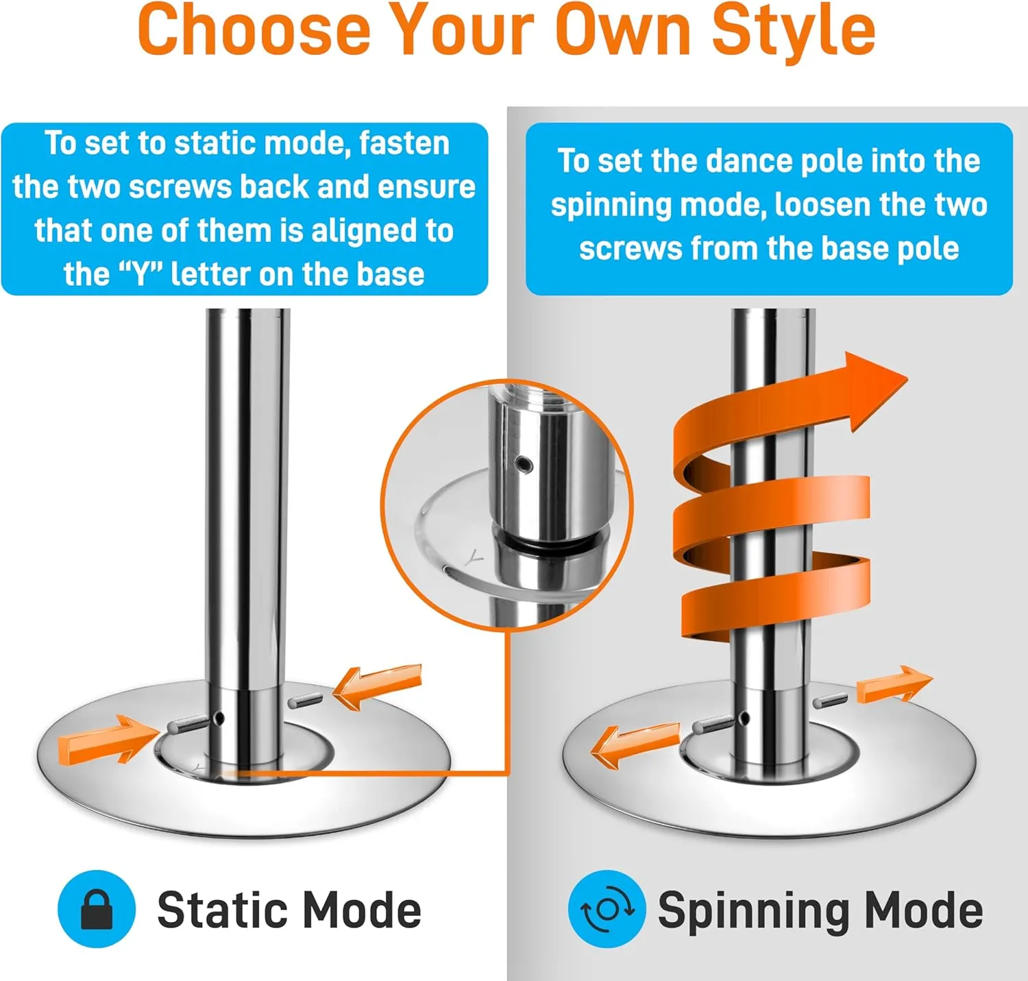 SereneLife Professional Spinning Dance Pole, 45mm Portable Exercise Pole for Fitness – Durable Steel Build, Anti-Rust Finish, Suitable for Home, Club, Gym, Party, Pub