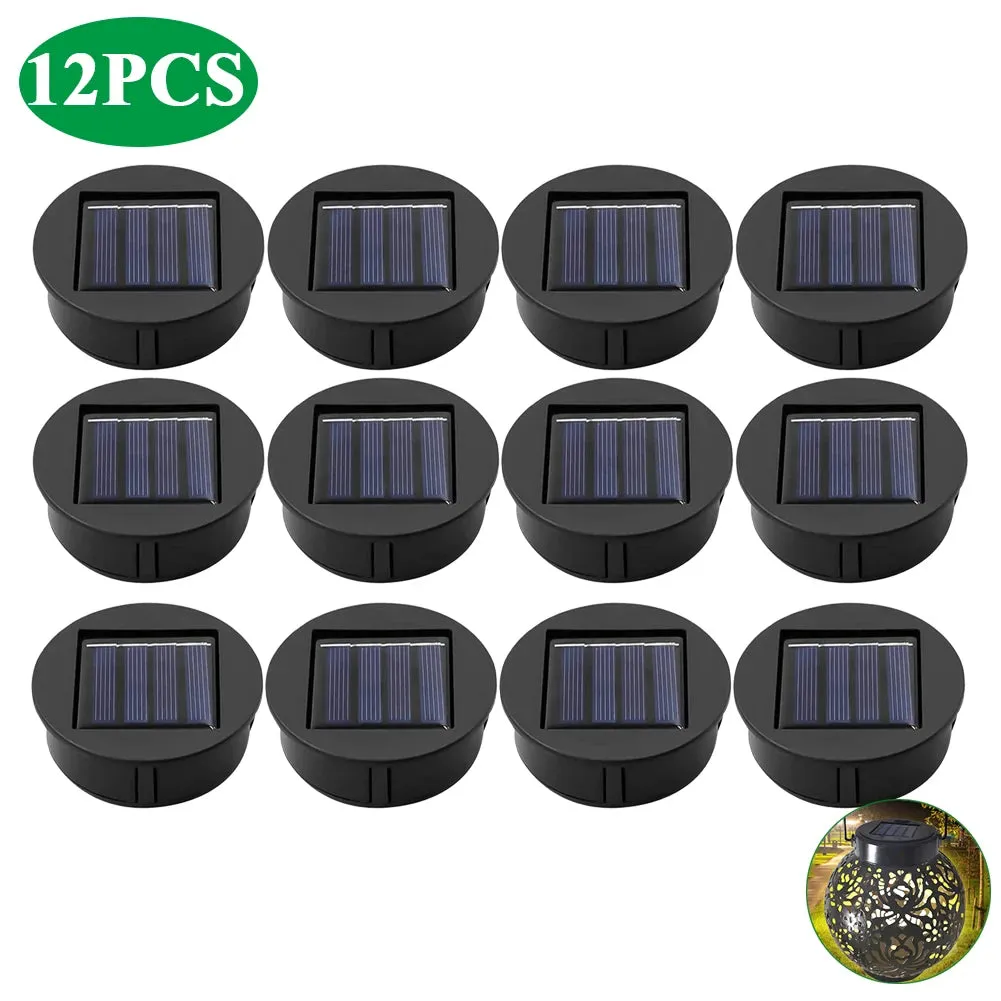 Set of 2-20 Solar Lantern Replacement Tops, 8cm LED Light Lids, Solar Panel Powered for Outdoor Pathway/Yard