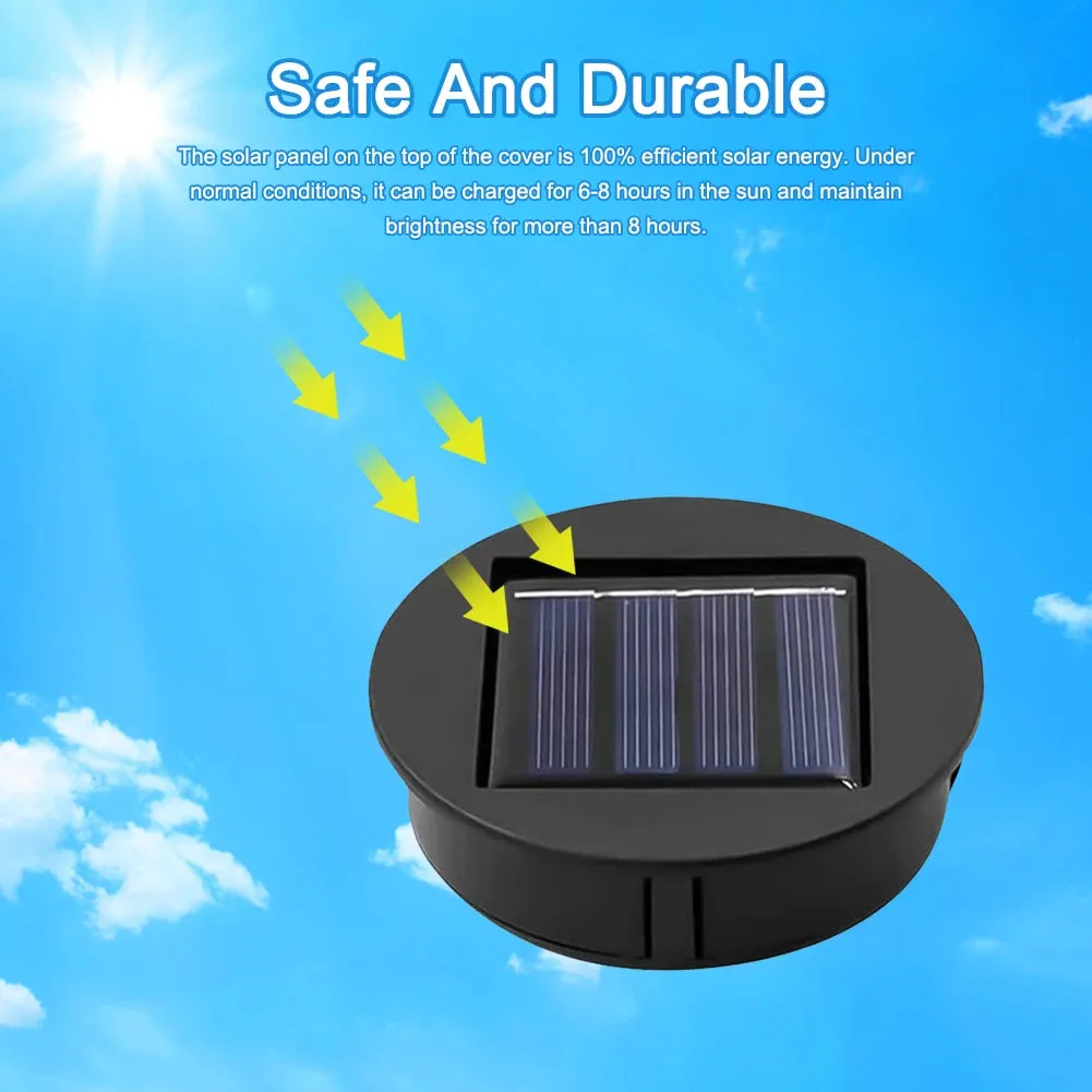 Set of 2-20 Solar Lantern Replacement Tops, 8cm LED Light Lids, Solar Panel Powered for Outdoor Pathway/Yard