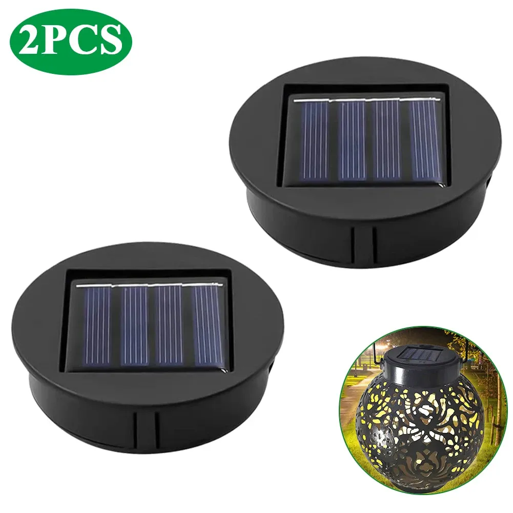 Set of 2-20 Solar Lantern Replacement Tops, 8cm LED Light Lids, Solar Panel Powered for Outdoor Pathway/Yard