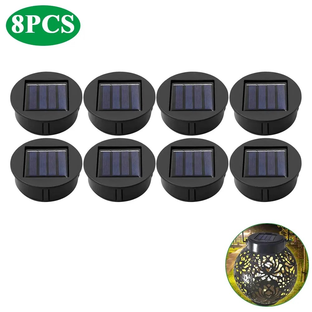 Set of 2-20 Solar Lantern Replacement Tops, 8cm LED Light Lids, Solar Panel Powered for Outdoor Pathway/Yard