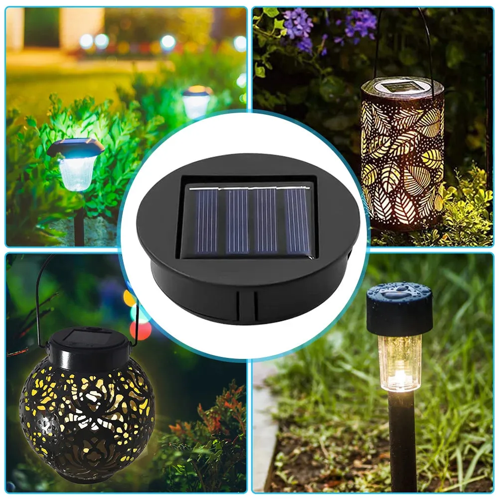 Set of 2-20 Solar Lantern Replacement Tops, 8cm LED Light Lids, Solar Panel Powered for Outdoor Pathway/Yard