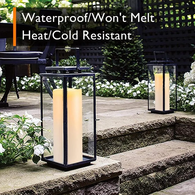 Set Of 2 Flameless Outdoor Lantern Candles – Remote Control Waterproof LED