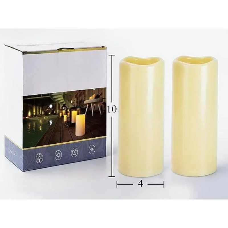 Set Of 2 Flameless Outdoor Lantern Candles – Remote Control Waterproof LED
