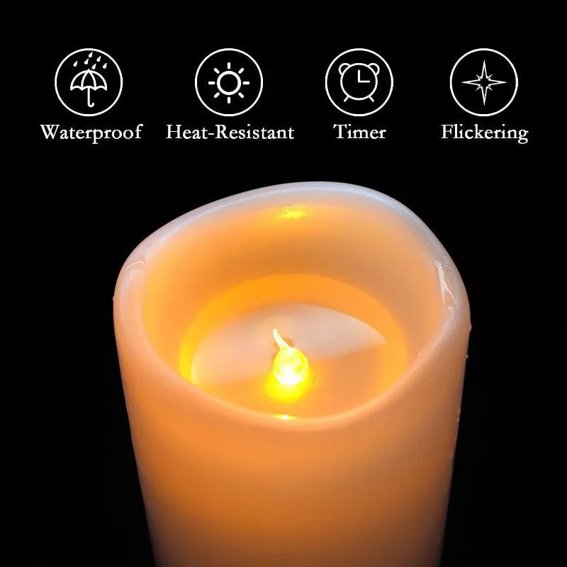 Set Of 2 Flameless Outdoor Lantern Candles – Remote Control Waterproof LED