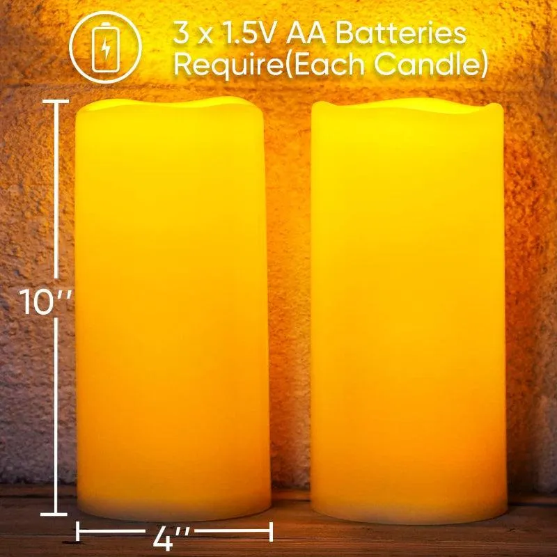 Set Of 2 Flameless Outdoor Lantern Candles – Remote Control Waterproof LED