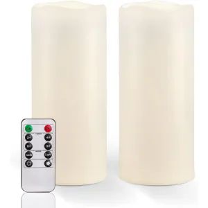 Set Of 2 Flameless Outdoor Lantern Candles – Remote Control Waterproof LED