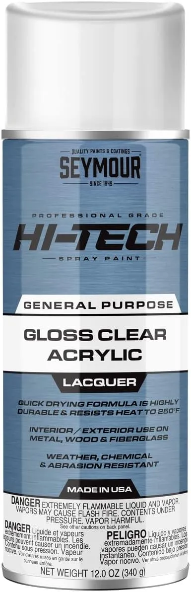 Seymour 16-121 Hi-Tech Lacquers Spray Paint, UV Resistant Gloss Clear Acrylic