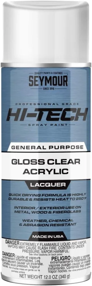 Seymour 16-121 Hi-Tech Lacquers Spray Paint, UV Resistant Gloss Clear Acrylic