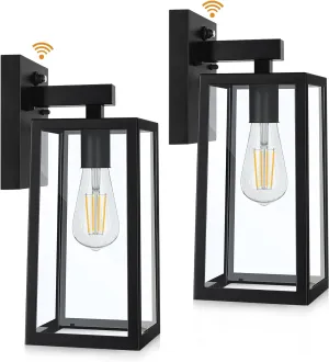 SHINE HAI Dusk to Dawn Outdoor Wall Lantern, Extra Large Exterior Sconce Fixture with E26 Base, Waterproof Wall Mount Light, Outdoor Lantern for Porch 2 Pack