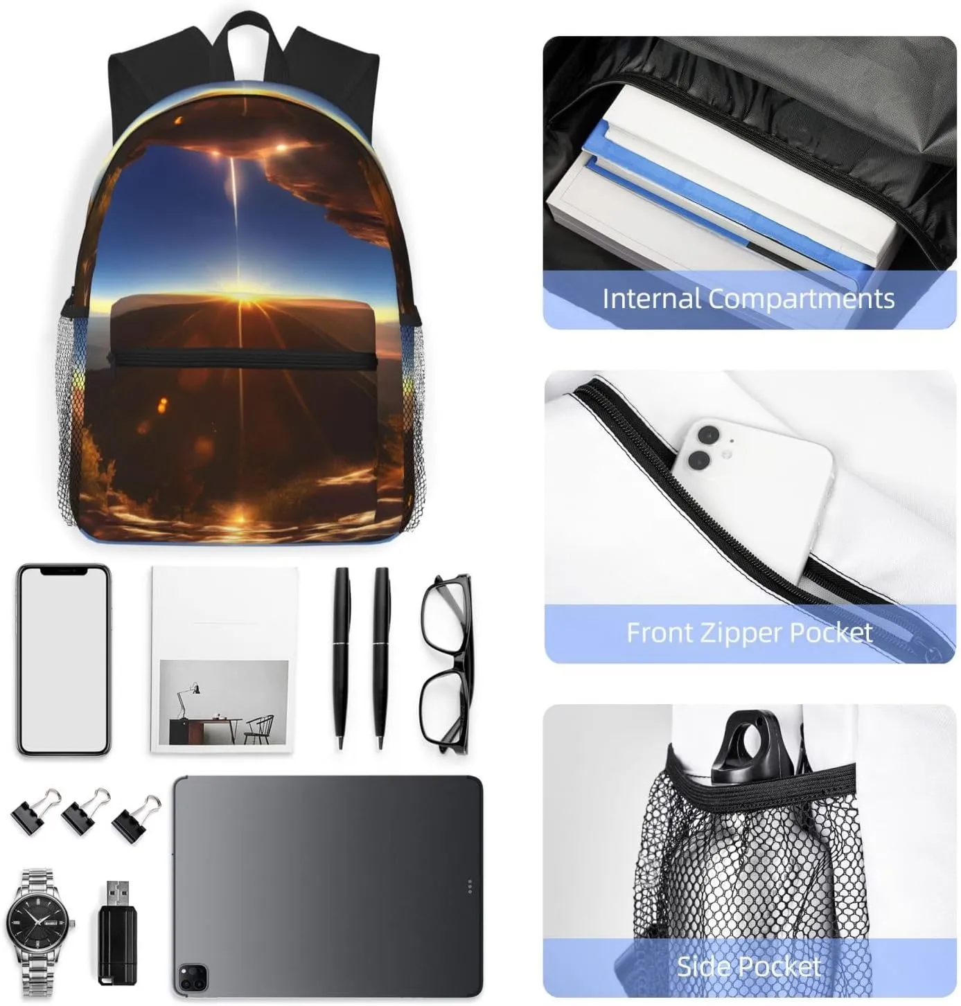 Shining Overlook Print Comfortable Backpack,Your Essential Casual Travel Bag For Outdoor Adventures, SB-122