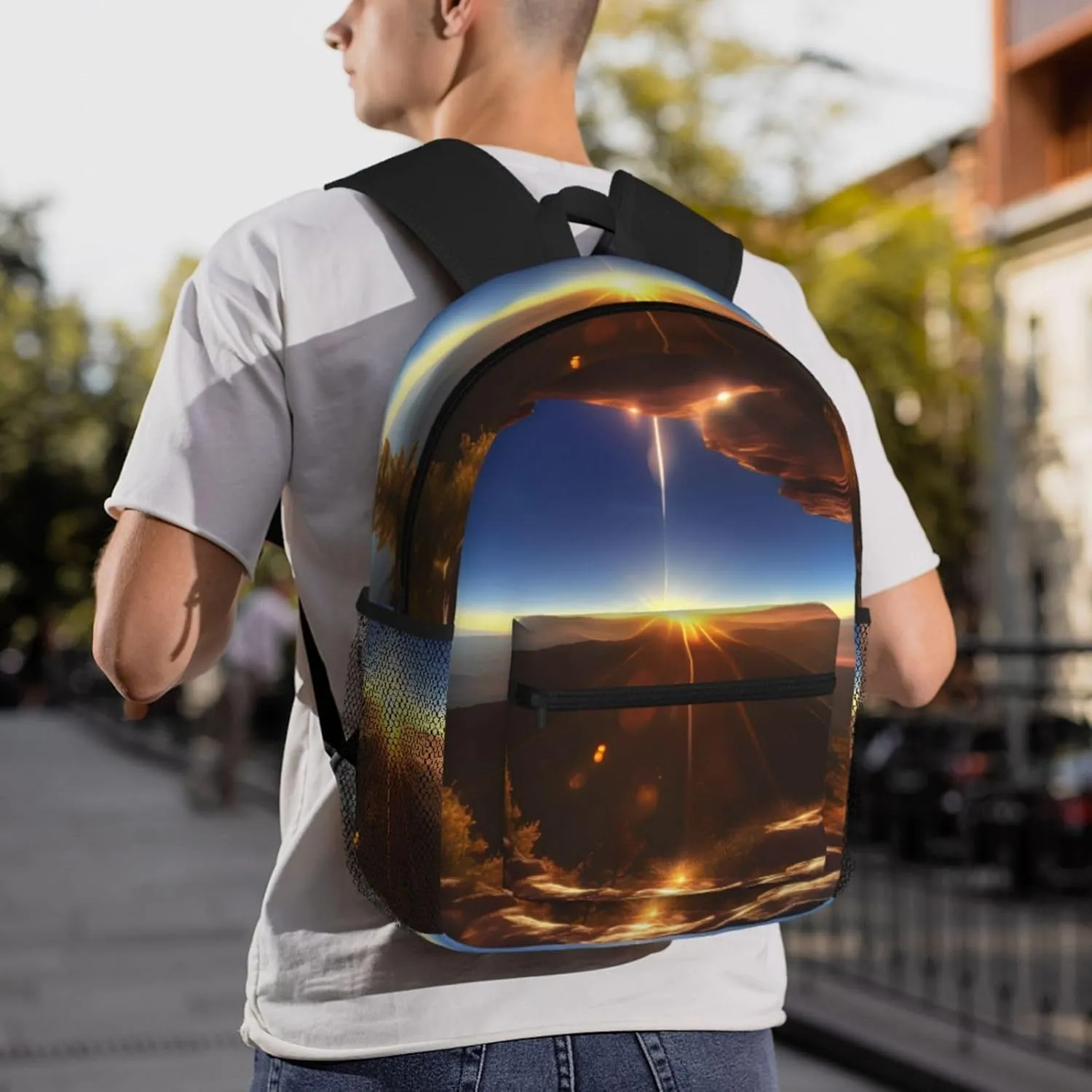 Shining Overlook Print Comfortable Backpack,Your Essential Casual Travel Bag For Outdoor Adventures, SB-122