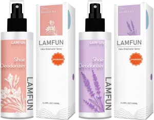 Shoe Odor Eliminator, LamFun Foot Shoe Deodorizer Spray, Natural Deodorant for Shoes, Feet, Sneakers, Work Boots, Air Freshener Spray, Freesia and Lavender