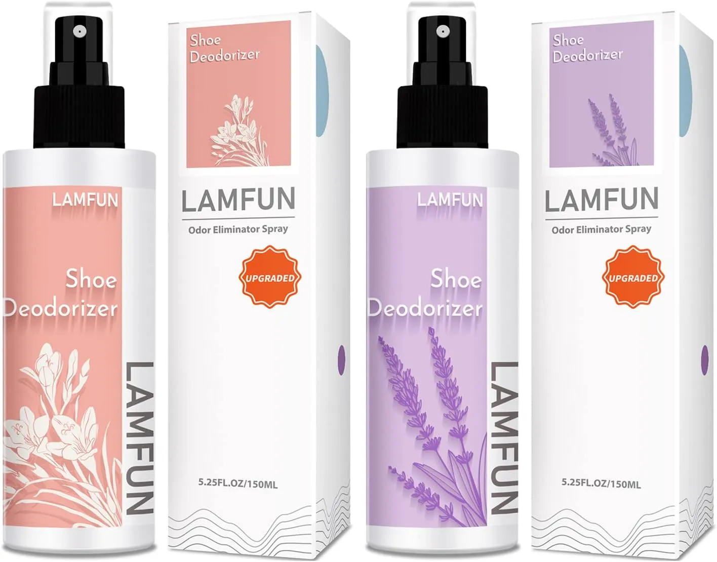 Shoe Odor Eliminator, LamFun Foot Shoe Deodorizer Spray, Natural Deodorant for Shoes, Feet, Sneakers, Work Boots, Air Freshener Spray, Freesia and Lavender