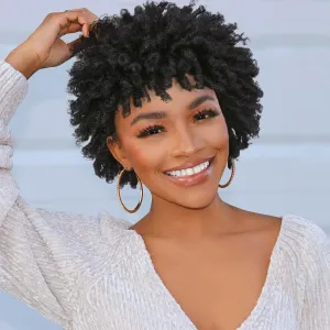 Short Dreadlock Wig Short Afro Curly Braided Wigs for Black Women Faux Locs Twist Braiding Natural Black Synthetic Hair Wigs 6 Inches