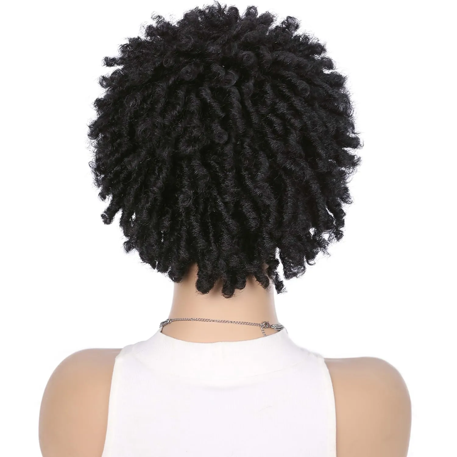 Short Dreadlock Wig Short Afro Curly Braided Wigs for Black Women Faux Locs Twist Braiding Natural Black Synthetic Hair Wigs 6 Inches