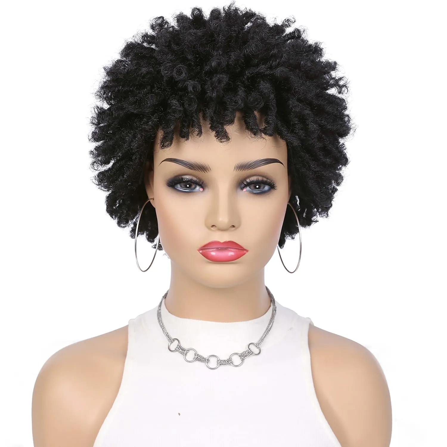 Short Dreadlock Wig Short Afro Curly Braided Wigs for Black Women Faux Locs Twist Braiding Natural Black Synthetic Hair Wigs 6 Inches