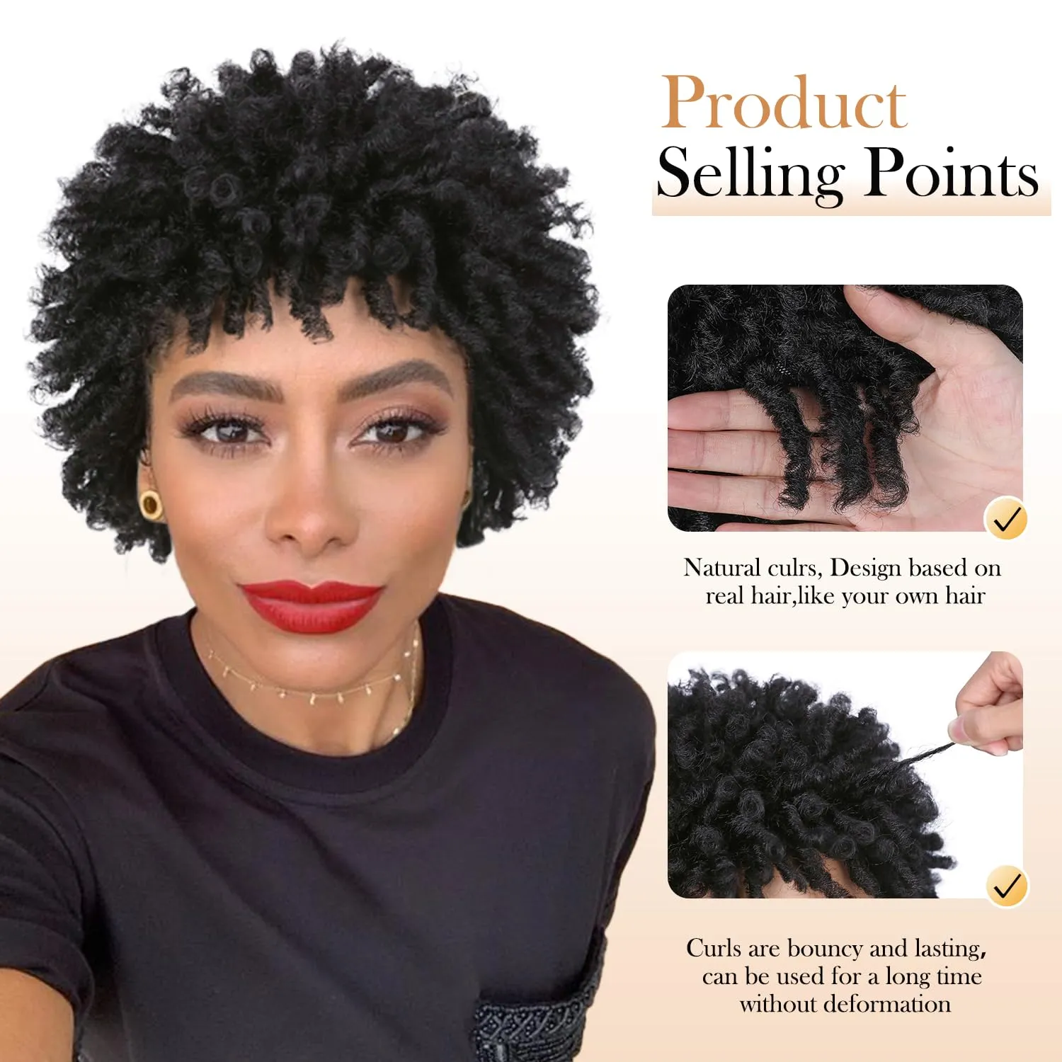 Short Dreadlock Wig Short Afro Curly Braided Wigs for Black Women Faux Locs Twist Braiding Natural Black Synthetic Hair Wigs 6 Inches