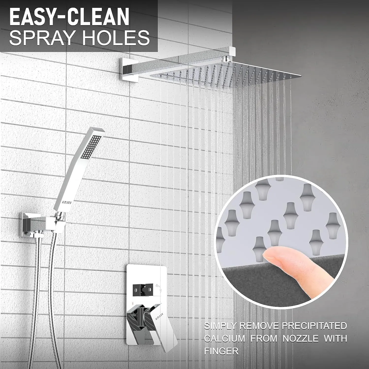 Shower System with High Pressure 12 Inch Rainfall Shower Head, Handheld Shower head and Shower Faucet Trim, Rain Mixer Shower Set Wall Mounted Chrome（Valve Include）