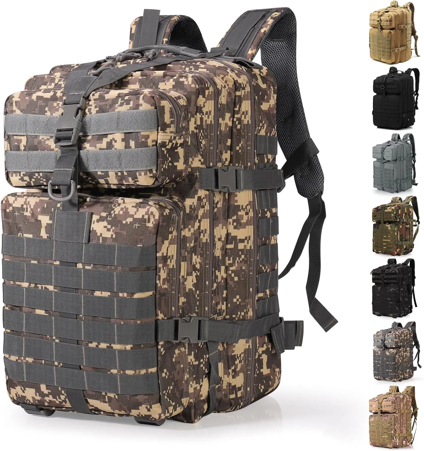 ShowyLive 3P Tactical Backpack Military Rucksack - 45L Large Hiking Backpack Waterproof, Durable Camping Backpack for Men Women, Travel Outdoor Sports Bug Out Bag (ACU)
