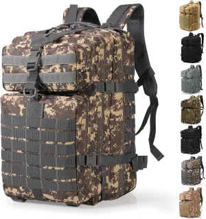 ShowyLive 3P Tactical Backpack Military Rucksack - 45L Large Hiking Backpack Waterproof, Durable Camping Backpack for Men Women, Travel Outdoor Sports Bug Out Bag (ACU)