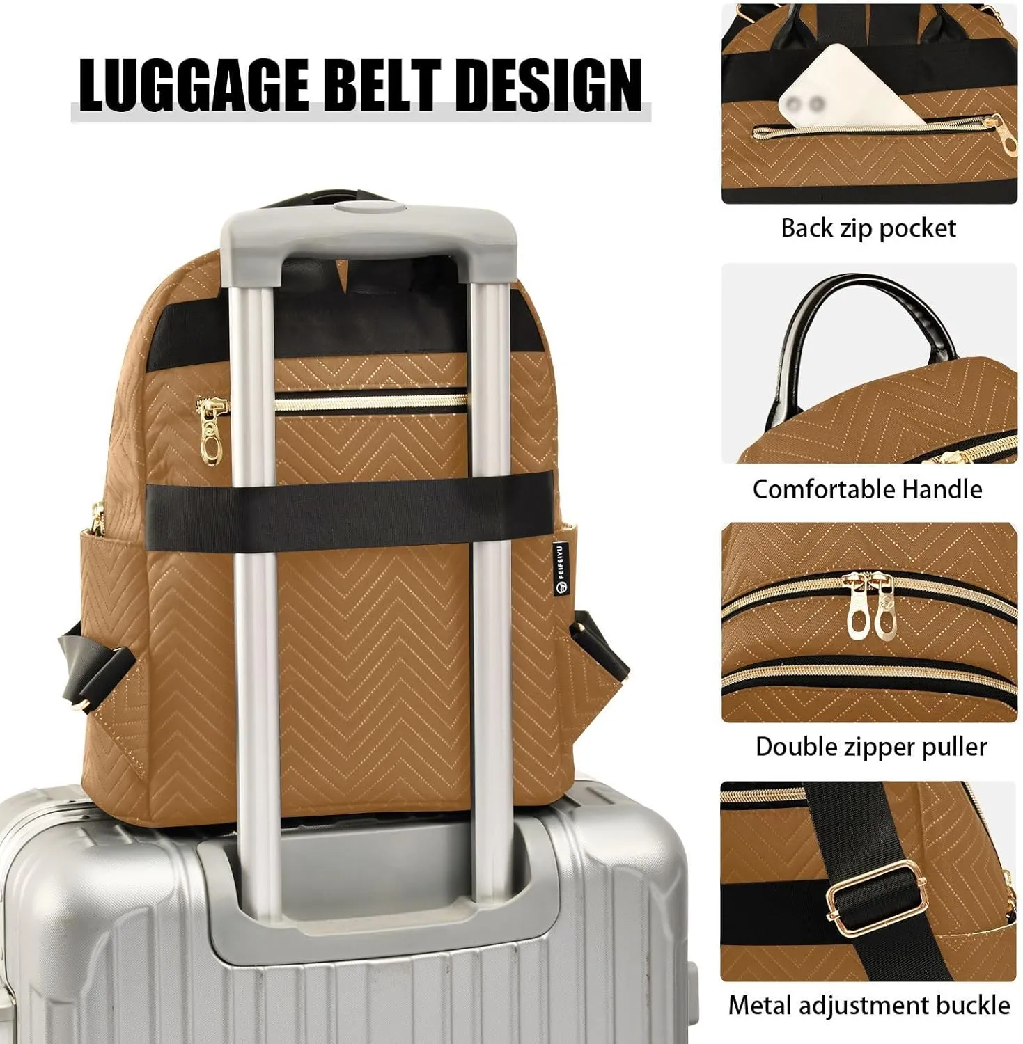 Sinestour Camel Backpack Purse Lightweight Shoulder Bag Fashion Travel Backpack Handbags for Women Ladies Work Teenage