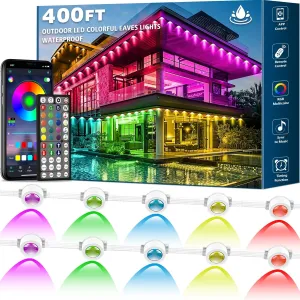 SINLEY 400FT Permanent Outdoor Lights,RGB Eaves Lights with App Control Remote,DIY Scene Modes IP67 Waterproof Outdoor Under Eave Lighting (400FT)